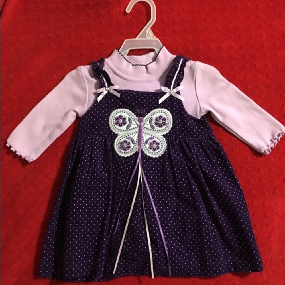 Baby Purple Butterfly corduroy dress
